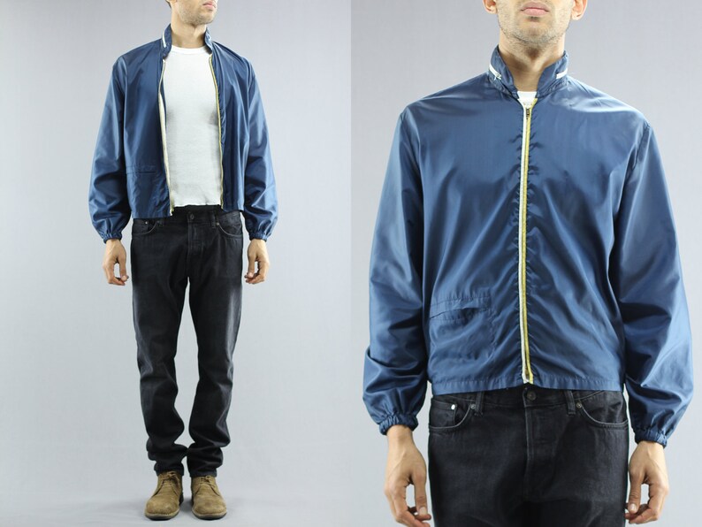 Nylon Zip up Windbreaker Track Jacket by Puritan Sportswear Mens Size Medium 80's Vintage Etsy