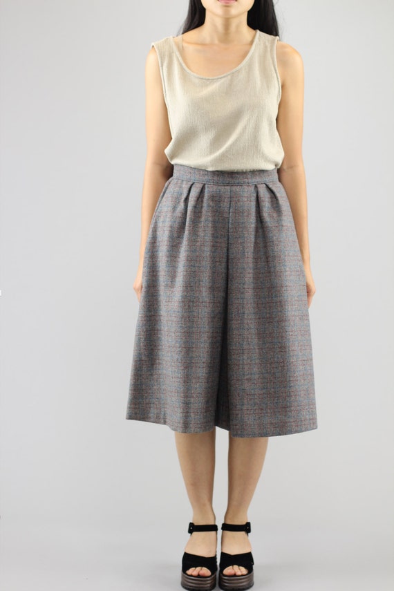 High Waisted Wool Secretary Midi Glen Plaid Woven… - image 2