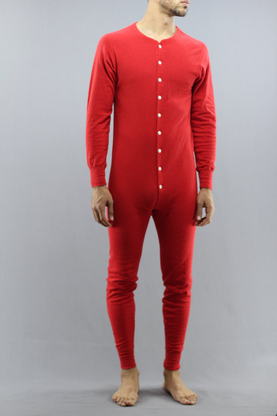 LL Bean Red One Piece Thermal Lined Button Up Long John Union Etsy