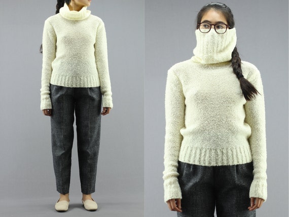 Fitted Fuzzy KnitLong Turtleneck Pullover Jumper … - image 2