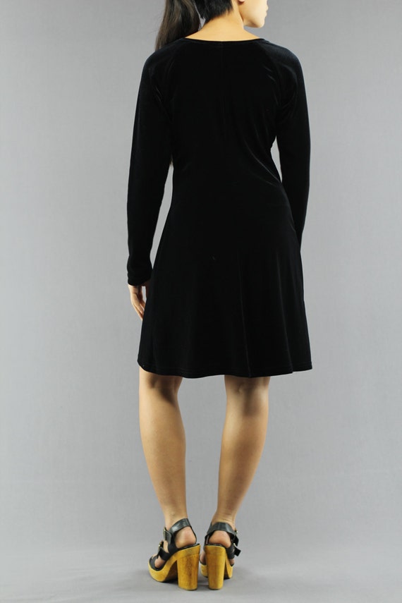 Basic Black Velour Midi Shift Dress By Moda Int'l… - image 5