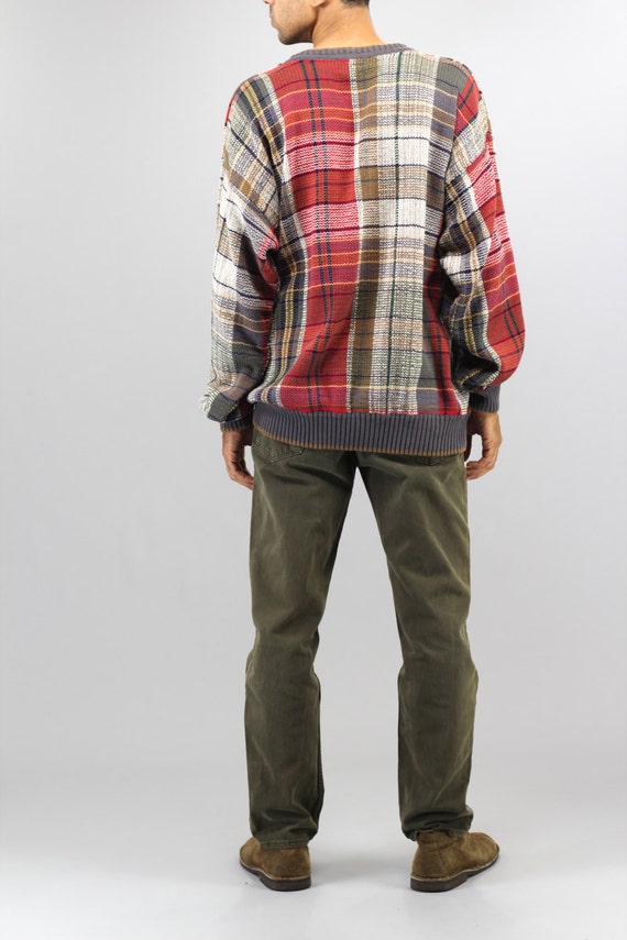 Colorful Tartan Plaid Pullover Sweater Heavy Cott… - image 5