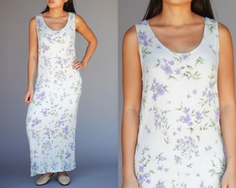 Floral Maxi Tank Dress By ANNEX Casual Corner  Size 10 Womens 90's Vintage