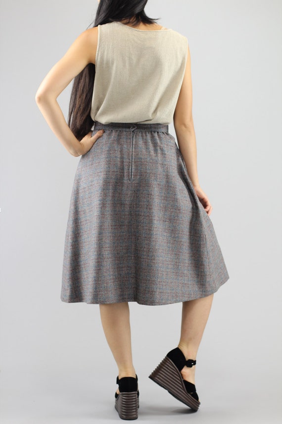 High Waisted Wool Secretary Midi Glen Plaid Woven… - image 5