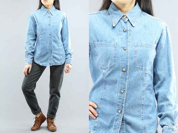 denim button up womens