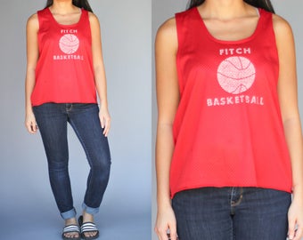 Fitch Red Mesh Basketball Tank Top Shirt 80's Vintage