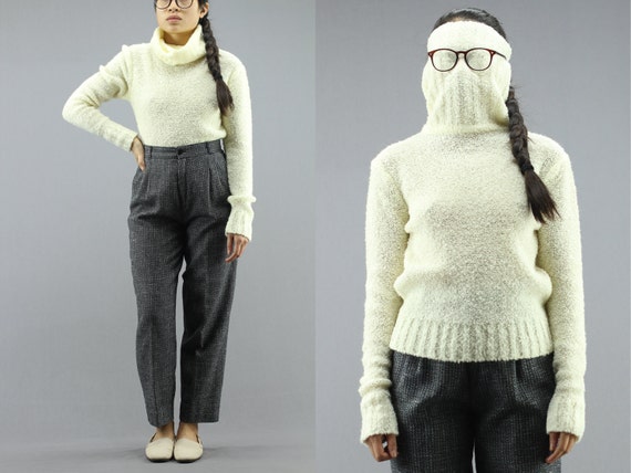 Fitted Fuzzy KnitLong Turtleneck Pullover Jumper … - image 1