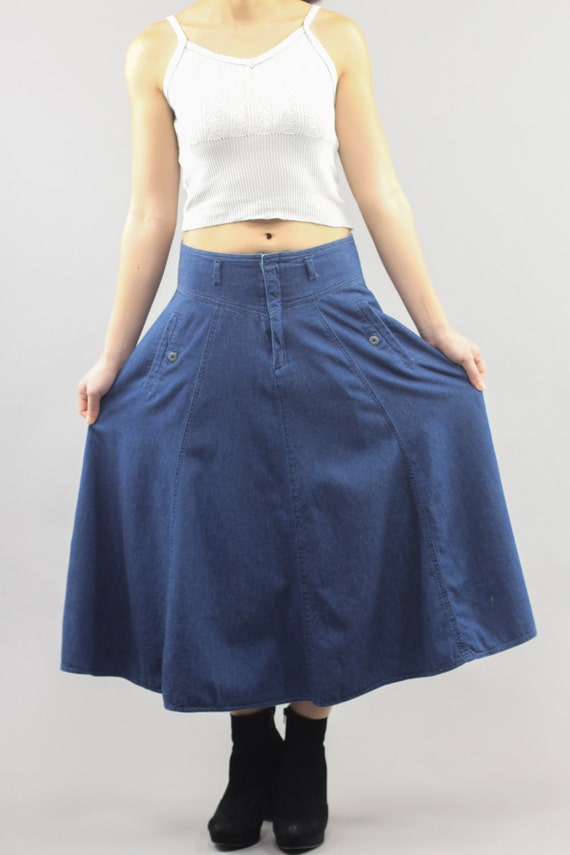 Liz Sport Denim Panel Circle Maxi Skirt Size 5 Wo… - image 3