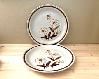 Set of 2 Vintage Old Brook Collection Stoneware Trailwoods 10.5&quot; Dinner Plates