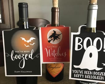 You've Been Boozed! Halloween Cocktail/Wine Bottle Boozed Gift Tag 3 different Boozed Wine Bottle Tag. Halloween bottle tags Boozed wine tag