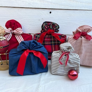 Eco-friendly Christmas gift bag-Starter Sets Reusable Christmas gift wrapping Reusable gift bags Fabric Christmas gift wrap | Christmas PJs