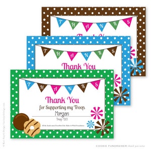 Cookie or Cookie Dough Fundraiser Thank You Notes. For your school, group or scout cookie fundraisers. Personalized & Printable.