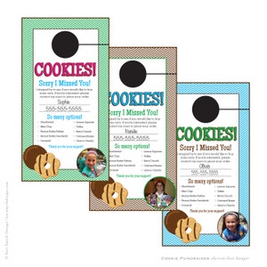 Cookie Dough or Cookie Sales: Chevron Door Hanger. Personalized and Printable. 3 colors. Perfect for your club, school or scout fundraiser