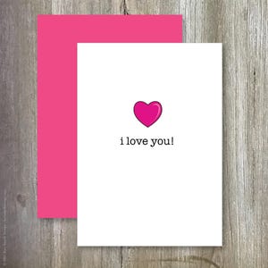 Ik hou van je! Pink Heart 5 x 7 Valentijnsdagkaart, Big Heart Emoji-jubileumkaart, ik hou van je! Kaart, I Love You-kaart, iemand van wie je houdt (c106)