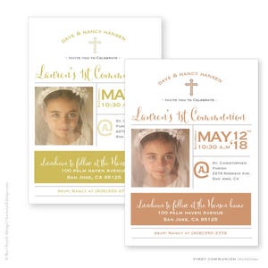 First Communion Invitation. First Holy Communion. Printable Party invitation. First Communion invitation. silver. gold. rose gold. navy.