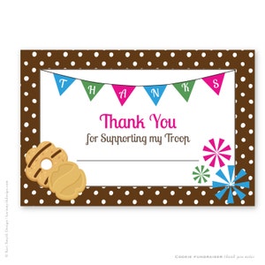 Cookie Fundraiser Brown Banner Thank You Notecards: Printable Download.