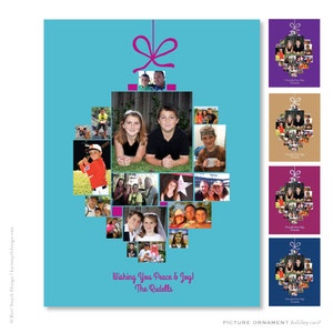 Foto Ornament Christmas Card: Multi-Foto-Collage für Mütter, die nicht nur ein Bild wählen! Personalisierte & druckbare.