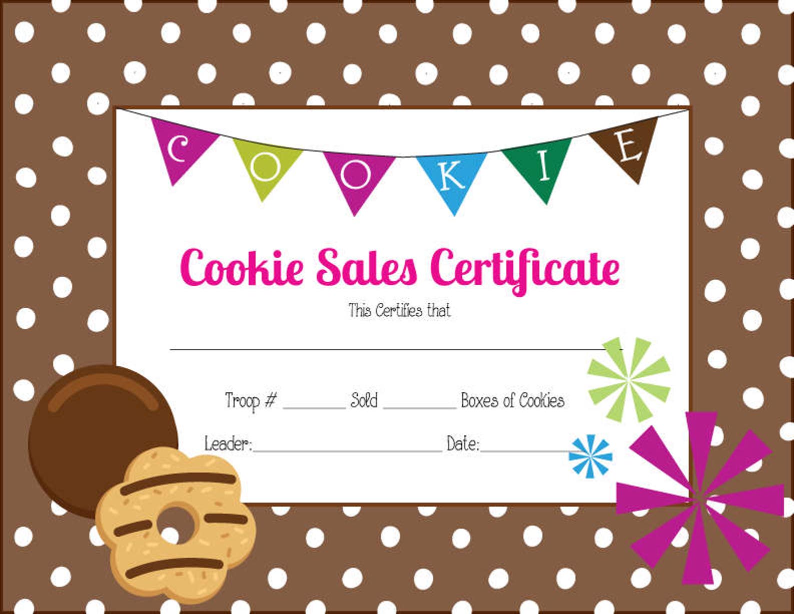 Cookie Sales Award Certificate. Downloadable & Printable. Etsy