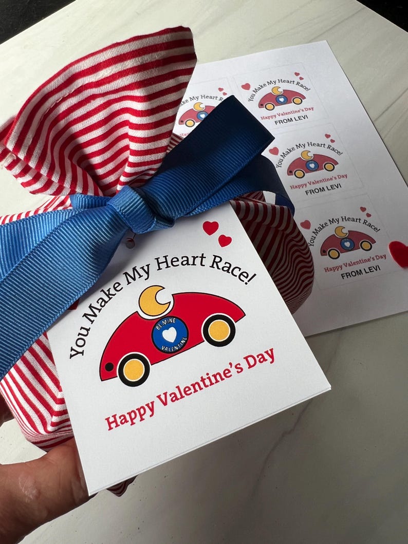 Race Car Valentine Gift Tags: Printable Class Valentines Cards ...