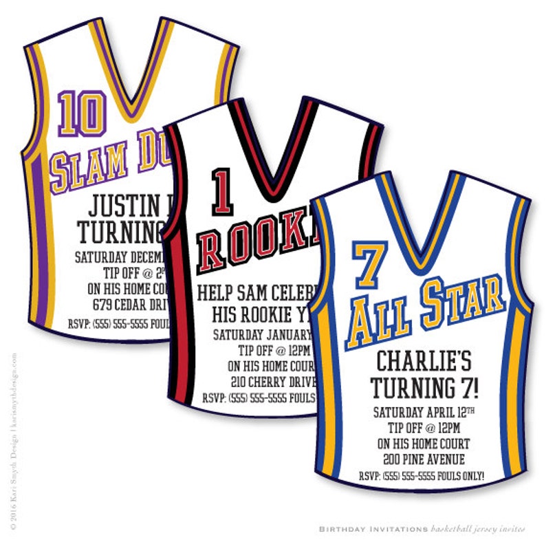 Basketball Jersey Birthday Party Invitations Birthday Party Etsy