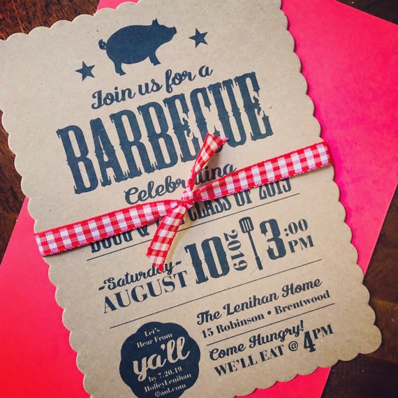 Graduation Party BBQ Invitation, Backyard Barbecue Personalized Printable