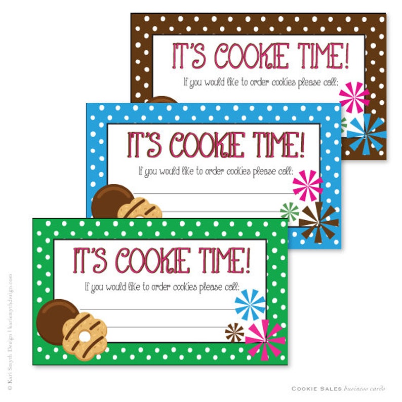 Cookie Sales Business Cards Polka Dot. Editable Printable Etsy