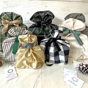 Christmas gift wrap - Starter Set Reusable gift wrap bag Fabric gift bag Christmas gift bag Eco-friendly gift wrap | Woodland Christmas Set