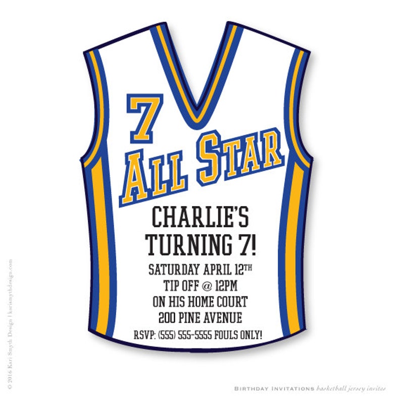 Basketball Jersey Birthday Party Invitations Birthday Party Etsy