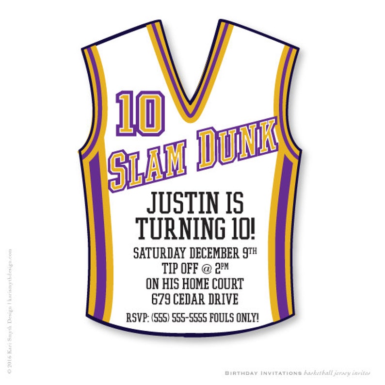 Basketball Jersey Birthday Party Invitations Birthday Party Etsy