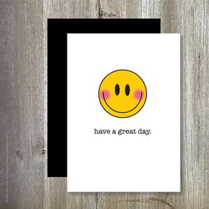 Tarjeta con un gran día, envíale una gran sonrisa a un amigo, tarjeta con una cara feliz, ¡sonríe y ten un gran día! Tarjeta para un amigo, tarjeta para un maestro (c107)