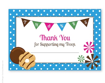 Cookie Fundraiser Thank You Notes: Blue Banner, Printable (PDF)