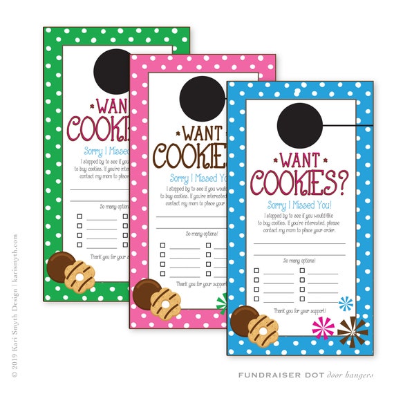 Cookie Dough and Cookie Sales Polka Dot Door Hanger. Printable | Etsy