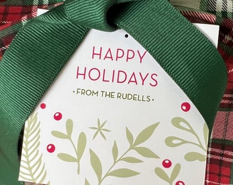 Happy Holidays Gift Tags Gift tags can be Personalized or Plain Script or Block text Holiday gift tags featured holiday natural style twigs
