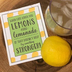 When Life Gives you Lemons Make Lemonade. Or Add Vodka! Alcohol bottle gift tag OR  something stronger. Wine Bottle Gift Tags. Printable