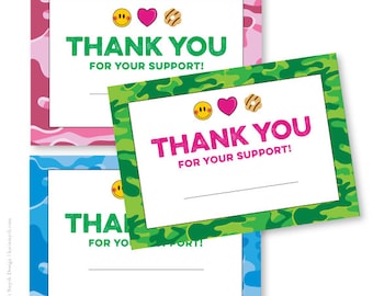 Camo Emoji Thank You Notes, Scout Cookie Fundraiser (Printable Download)