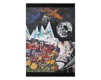 Radiohead Wall Decal, Radiohead Wall Art! Original Radiohead painting art print. All album covers in one original painting!
