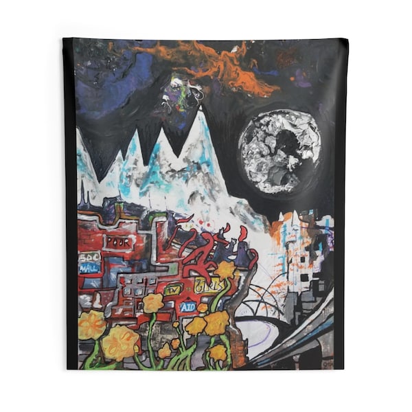 Radiohead Album Cover Collage Tapestry - Every Radiohead Album Together on Original Painting! Great Gift for Musicians!