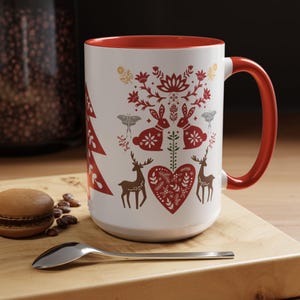 SCANDINAVIAN FOLK ART Coffee Mug Vintage Swedish Nordic Folk Art Vintage 15oz