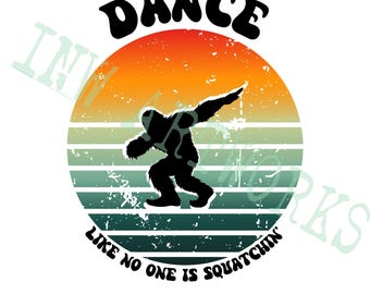 Bigfoot bailando retro PNG SVG JPG, descarga digital de Sasquatch