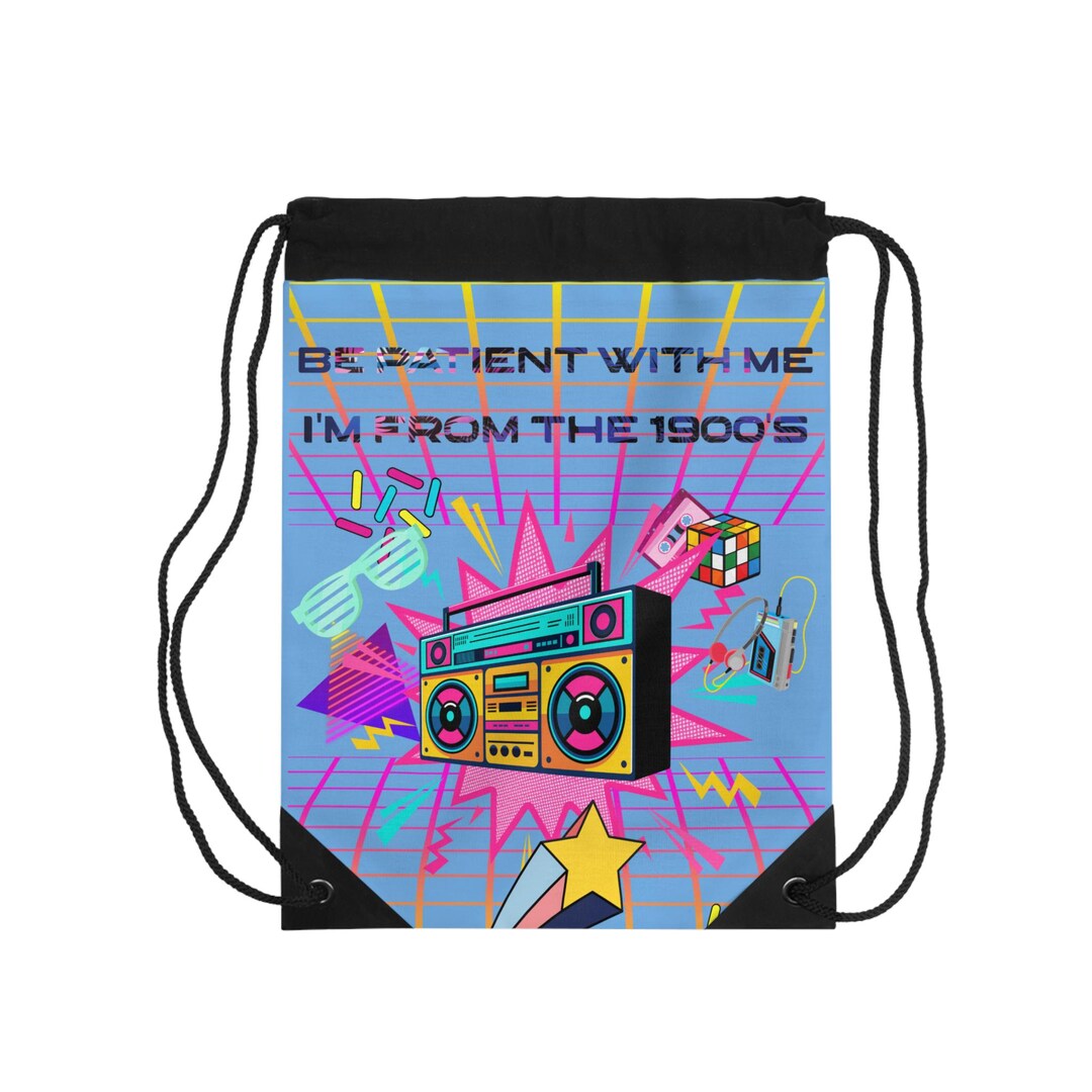 Retro Eighties Drawstring Bag, 80s Fashion Accessories, Vintage Boombox ...