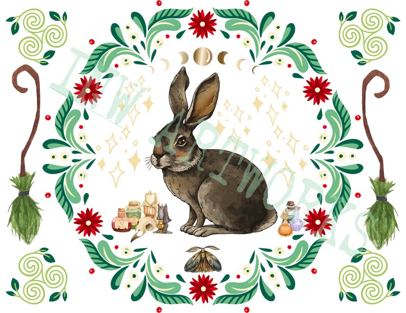 RABBIT, PAGAN WREATH, Witch, Svg, Png, Jpg, Renn Faire, Medieval, for ...