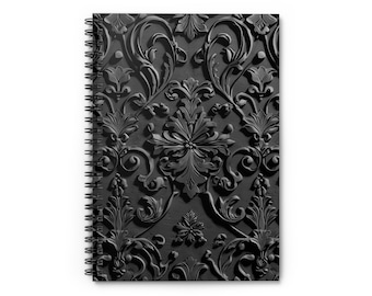 GOTHIC Black faux embossed Spiral Notebook - Ruled Line