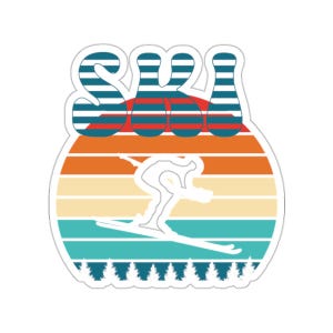 Vintage Retro Ski Skiing Winter Sports Kiss-Cut Stickers, Skiing Stickers, Snow Sports Decals, Waterproof Sticker Pack, Ski Lover Gift, Ski