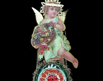 Victorian Christmas ornament. Angel ornament. Victorian Angel ornament. Vintage Angel ornament. Dresden ornament. Adornamentea. DA2335