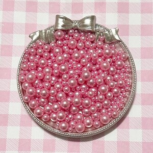 No Hole Medium Pink Pearls: Mixed Size Loose Beads - 40 Grams