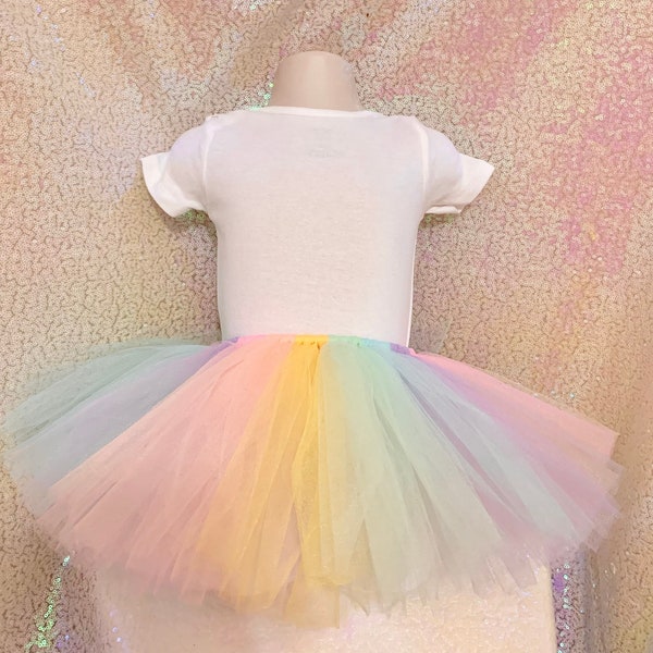 Pastel Rainbow Tutu, Rainbow Tutu, Ribbon Tutu, 1st Birthday Tutu, Birthday Tutu, Baby Tutu, Toddler Tutu