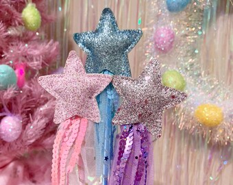 Fairy Wand, Pink Star Wand, Blue Star Wand, Purple Star Wand, Fairy Photo Prop, Tooth Fairy Gift, Flower Girl Prop, Birthday Gift for Girl