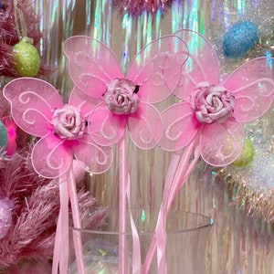 Pink Butterfly Wand, Fairy Butterfly Wand, Baby Girl Costume, Garden Party, Dress Up, Photo Prop
