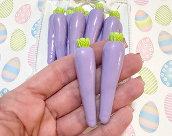 Fake Purple Carrots, Easter Craft Supplies, Resin Flatback Carrots, Pretend Carrots, Set of 4