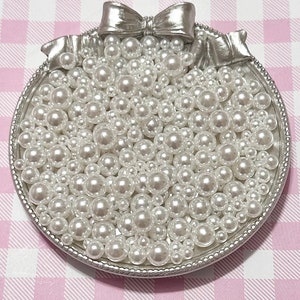 No Hole White Pearls: Mixed Size Loose Pearl Beads, 40 Grams